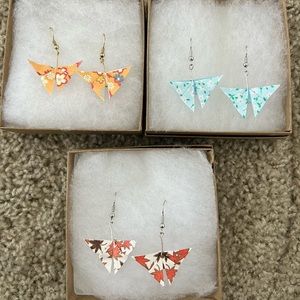 Origami butterfly drop earrings
